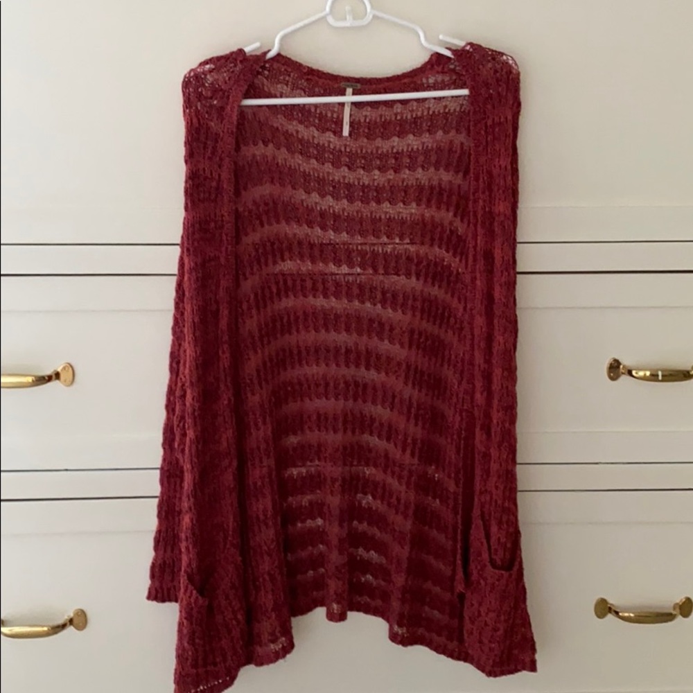 Red Crochet Cardigan